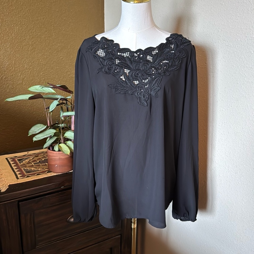 Embroidered Black Blouse